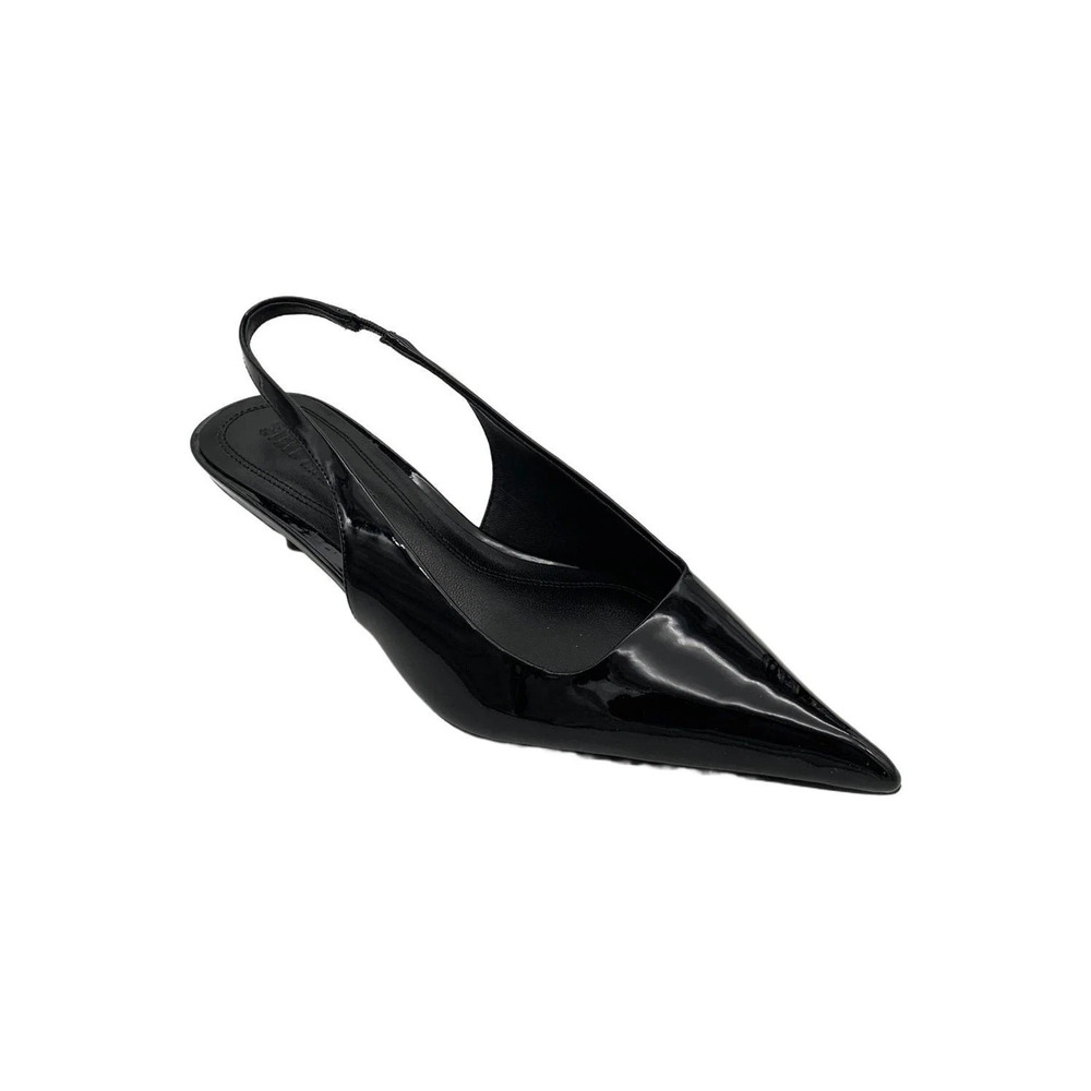 Steve Madden Black Patent Pointed Slingback Pump - Glossy Finish